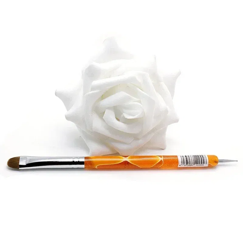 Color: Ivory - TIANMI Kolinsky French Nail Art Brush Dual End Nail Art Dotting Pen Acrylic Drawing Rhinestone UV Gel Painting Manicure Tool