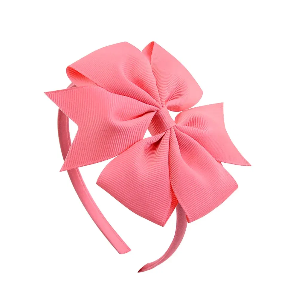 Color: Light Khaki - 1 Piece Ribbon Handmade Hair Bows Hairbands for Baby Girls 20 Colors Cute Bowknot Solid Headband Headwear Baby Hair Accessories