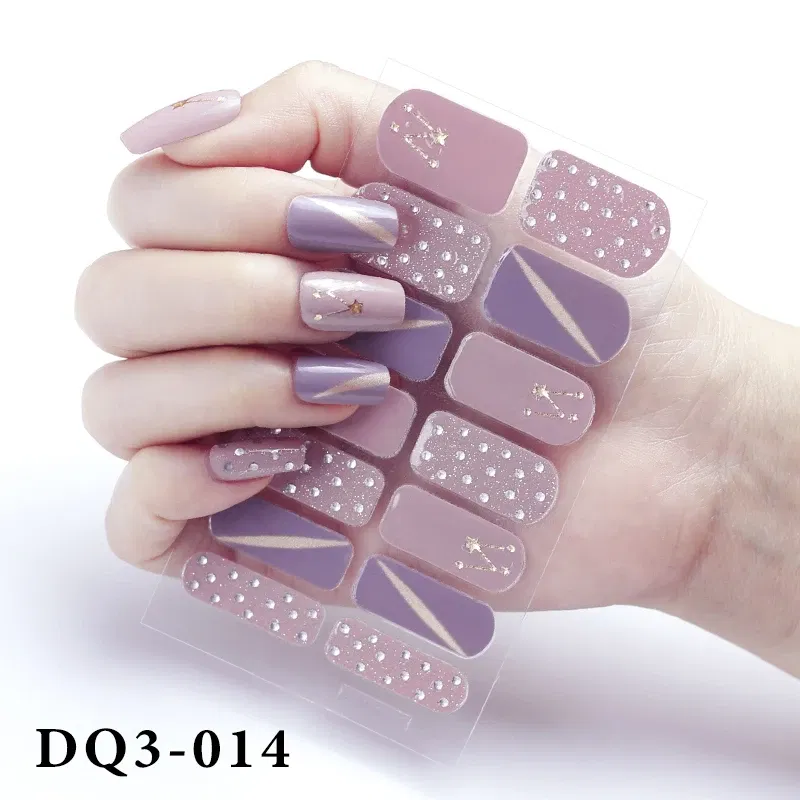 Color: Dark yellow - Purpel Nail Stickers Full Cover Nail Polish Stickers for Women Full Beauty Manicure Decals High Quality Stickers for Nails Art