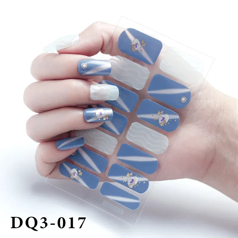 Color: Dark yellow - Purpel Nail Stickers Full Cover Nail Polish Stickers for Women Full Beauty Manicure Decals High Quality Stickers for Nails Art