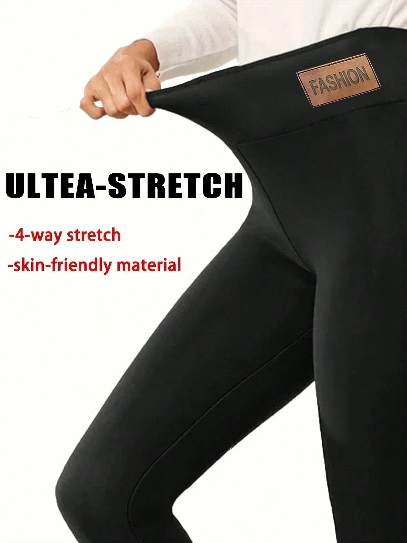 Color: SKY BLUE, Size: S - Super Warm Winter Leatherlabel Leggings Of Women Skinny Stretch High Waist Prevent Cold Leggings Casual Classic Pants