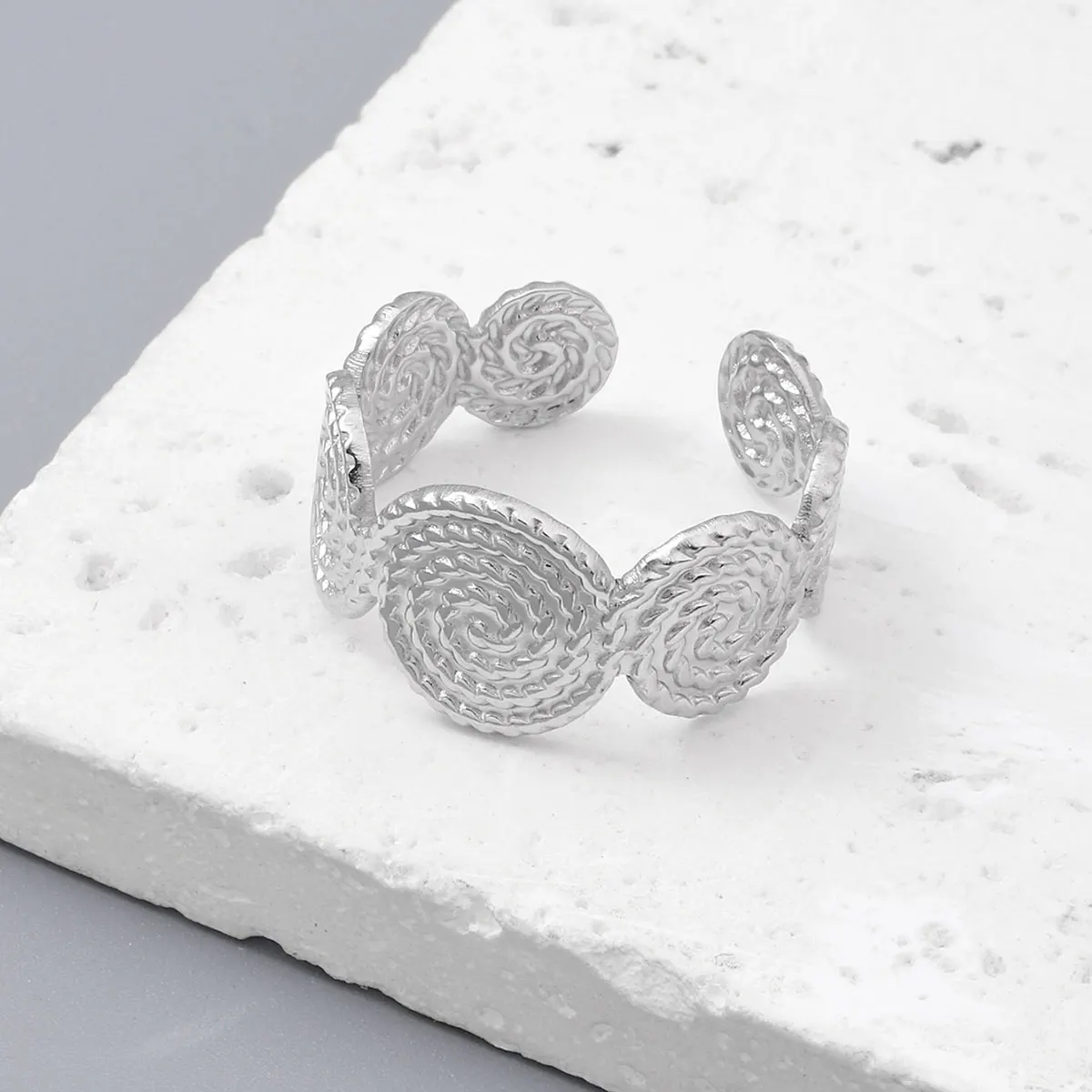 Main Stone Color: Gold, Ring Size: resizable - Never Fade Stainless Steel Flower Woven Star Rings Boho Women Jewelry Fashion Ring Adjustable Size Birthday Gifts Top Quality