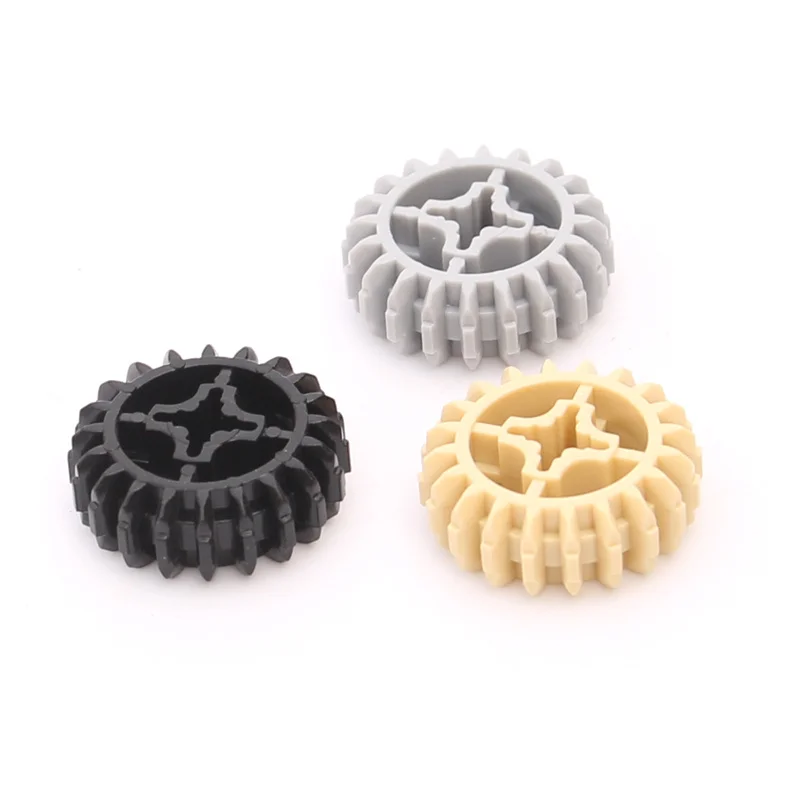 Color: Yellow - Rainbow Pig MOC Particle 32269 18575 High-Tech Gear 20 Tooth Double Bevel with Axle Hole Compatible Brick Building Block Toys