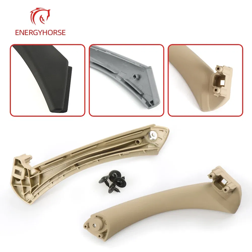 Color: GRAY - Car Inner Handle Interior Door Panel Pull Trim Cover Black Left Right for BMW 3 Series E90 E91 316 318 320 325 328