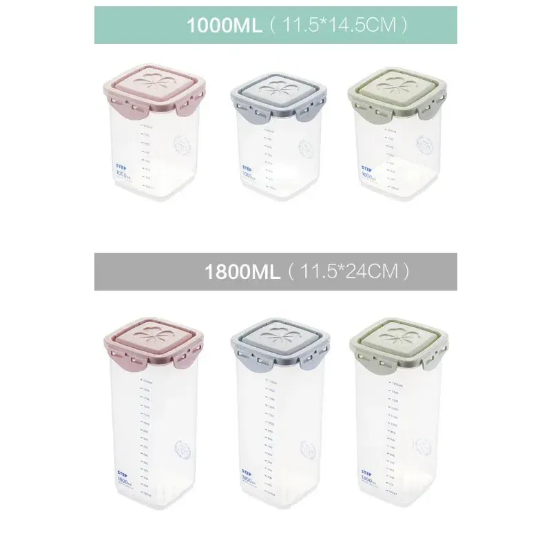 Color: Sky blue - WBBOOMING Healthy Plastic Box Food Storage Box Storage Tank Airtight Plastic Containers Sealed Cans For Coarse Cereals Grains