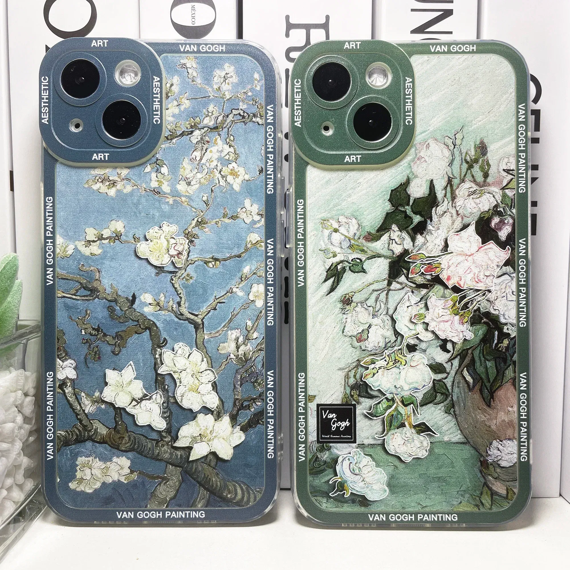 Color: SKY BLUE, Material: Genuine Leather - Van Gogh Art Aesthetic Phone Case For iPhone 16 15 14 13 12 11 Pro Max Mini XS X XR SE 8 7 Plus Sunflowers The Starry Night