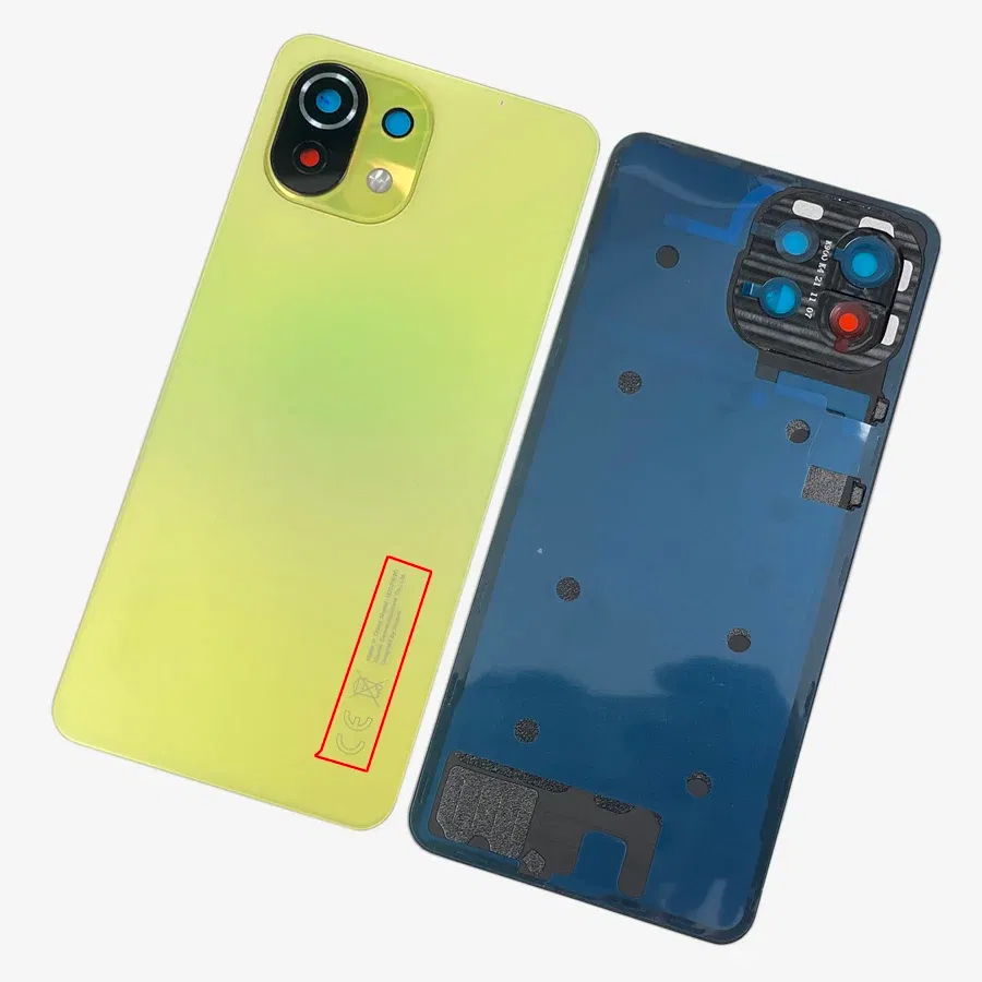 Color: Dark blue - A+++ Back Cover For Xiaomi Mi 11 Lite Glass Battery Cover Housing Door Cases Mi11 Youth NE 5G With Camera Lens Replacement
