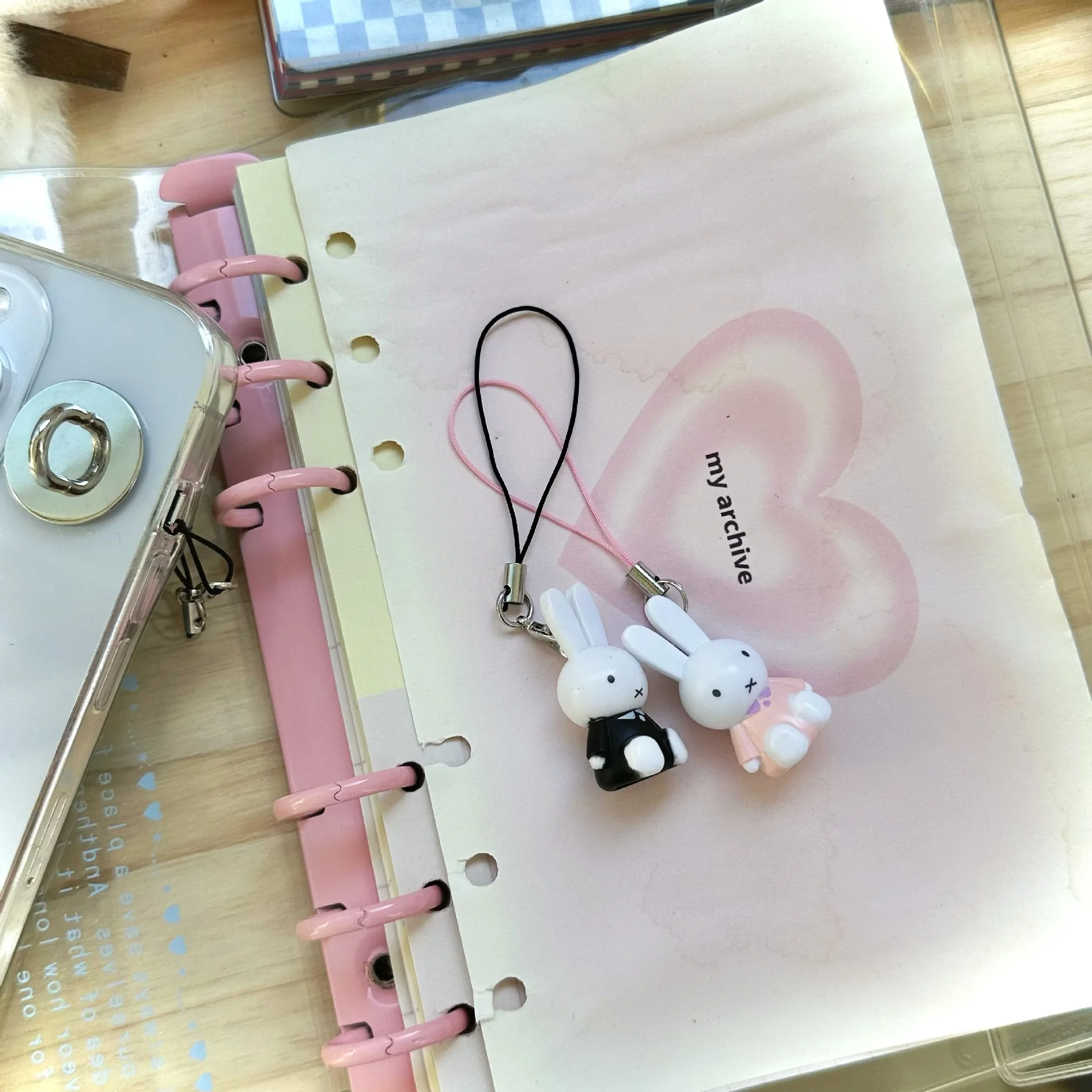 Color: Clear - Kawaii Miffy Key Chain Cartoon Cute Backpack Pendant Ornaments Mobile Phone Chain Christmas Gift