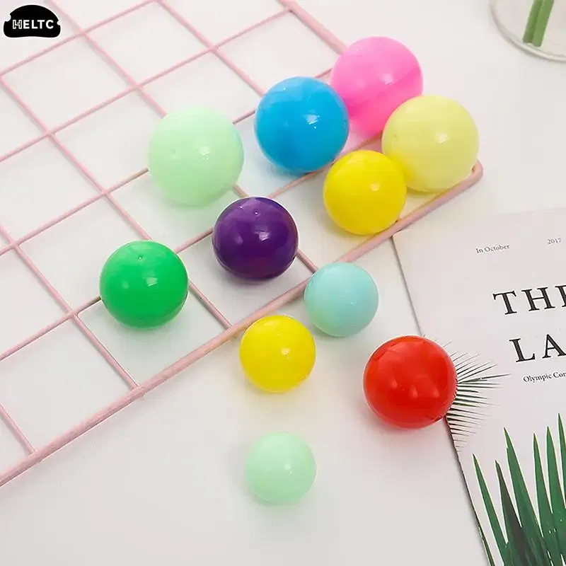 Color: Fluorescence Yellow - 50pc Mini 28/32MM Clear Transparency Plastic Capsule Toy Surprise Ball Tiny Container Making Things Model Gashapon toy Random