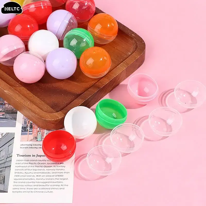 Color: Fluorescence Yellow - 50pc Mini 28/32MM Clear Transparency Plastic Capsule Toy Surprise Ball Tiny Container Making Things Model Gashapon toy Random