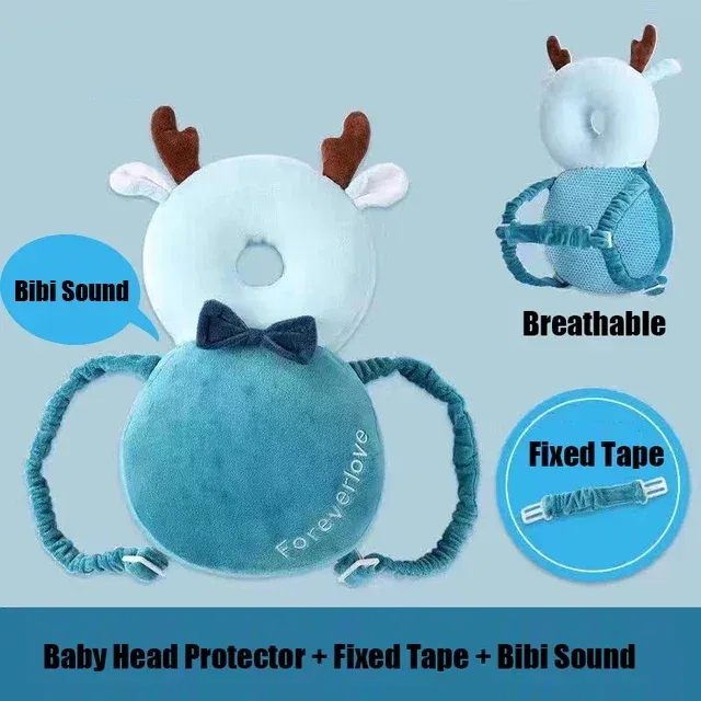 Color: GRAY - Head Back Protector Baby Protect Pillow Learn Walk Headgear Prevent Injured Safety Pad  prevention Fall Cartoon Bee Kids Pillows