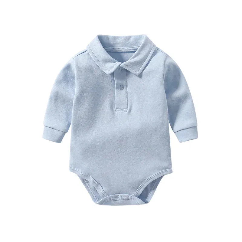 Color: Blue, Kid Size: 12M - New Arrived Cotton Winter Autumn Baby Romper Baby Bodysuits Long Sleeve Polo Romper for Baby Girls Boys