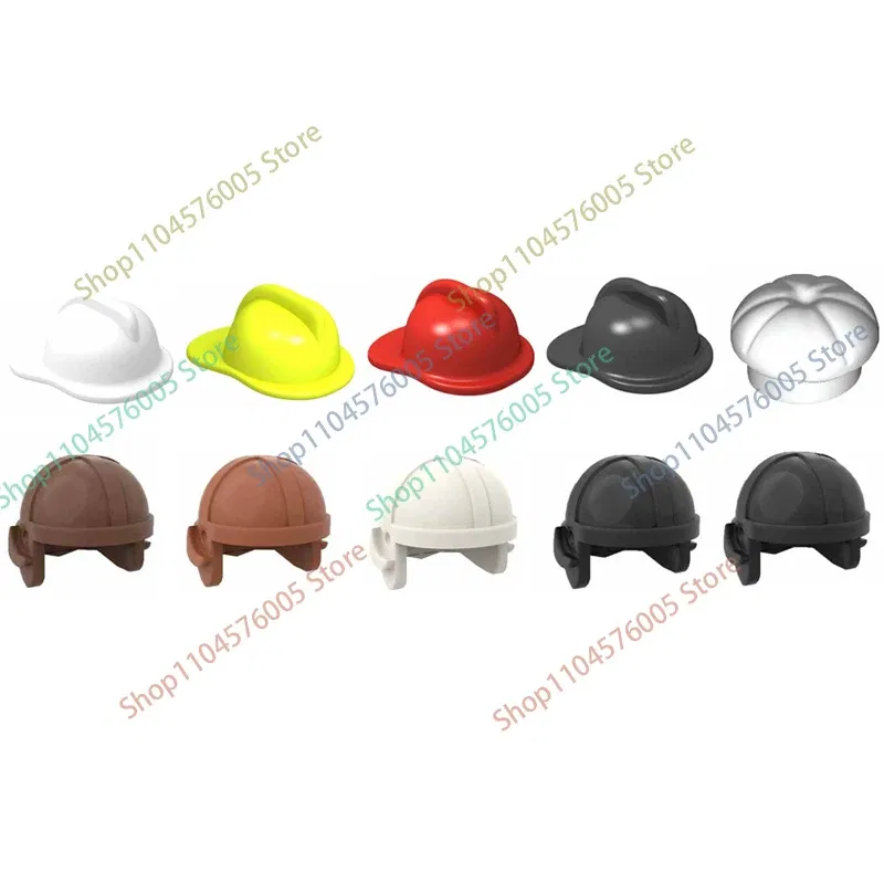 Color: Chrome Silver - MOC Brown Hair Building Blocks City Figures Body Creative Accessory Blond Gold White Parts DIY Hats Mini Bricks Assemble Toy S04
