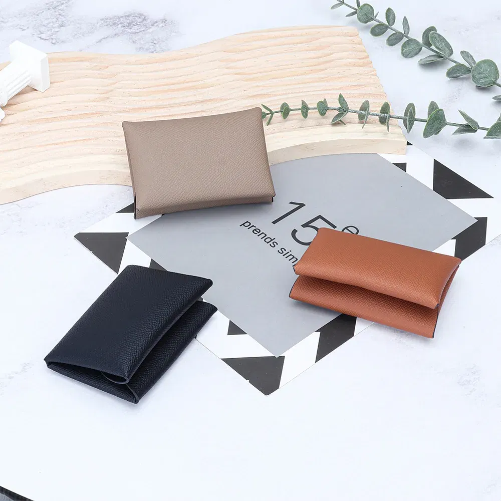 Color: Khaki - Genuine Leather Coin Pouch Change Holder Mini Snap Pocket Wallet for Men Women Brand Design Goosebump Pattern Coin Purses