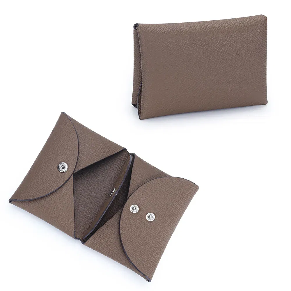 Color: Khaki - Genuine Leather Coin Pouch Change Holder Mini Snap Pocket Wallet for Men Women Brand Design Goosebump Pattern Coin Purses