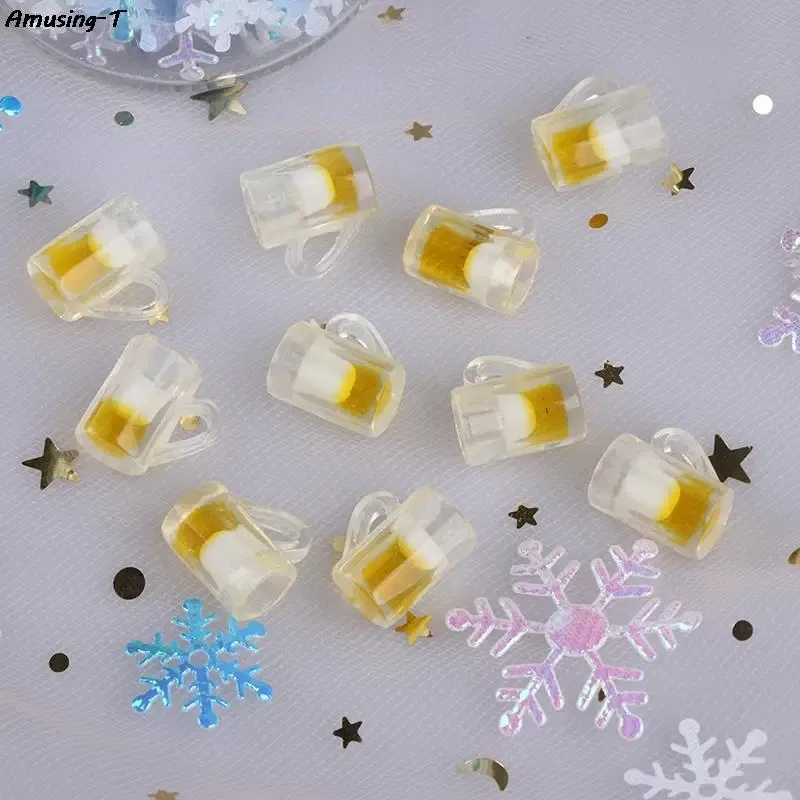 Color: WHITE - 2/4/5/10pcs Miniature Resin beer cups Red Wine bottles Model Kitchen Furniture Accessory dinnerware Dollhouse Summer Must