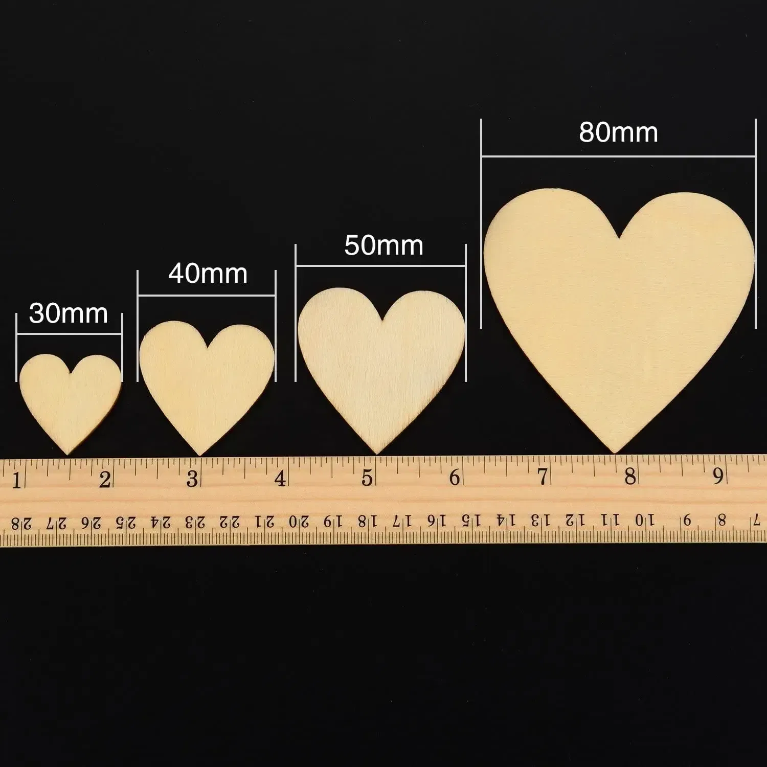 Color: TEAK, Wood Thickness: 7mm - 1-10cm Unfinished Wooden Hearts Love Blank Wood Slices DIY Wooden Crafts For Christmas Painting Wedding Ornaments
