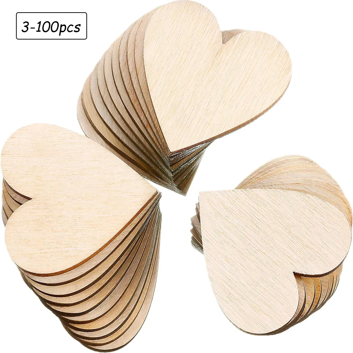 Color: TEAK, Wood Thickness: 7mm - 1-10cm Unfinished Wooden Hearts Love Blank Wood Slices DIY Wooden Crafts For Christmas Painting Wedding Ornaments