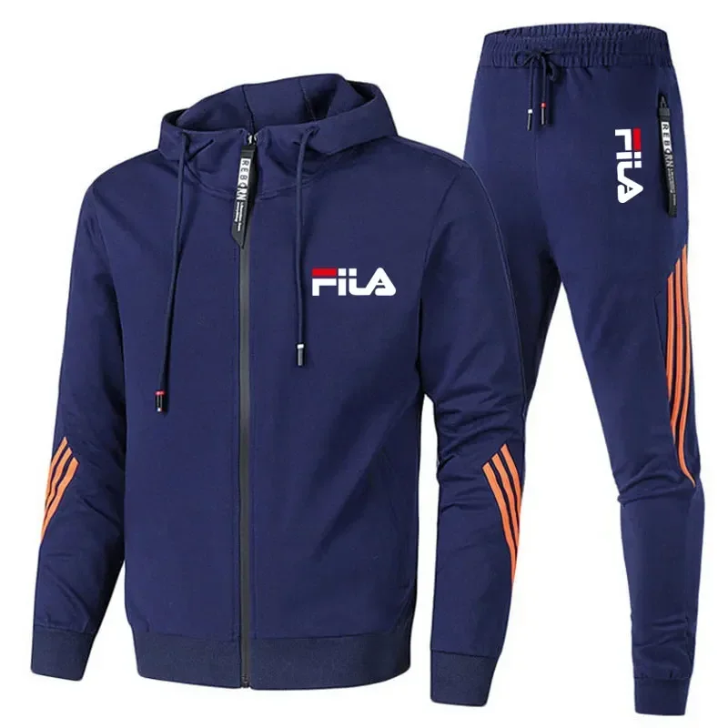 Color: Brown, Size: XL, Ships From: CHINA - Men's spring and Fall outdoor zipper jacket + sweatpants jogging set Casual basketball fitness two-piece set