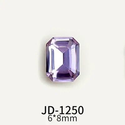 Color: Beige - 20pcs Nail Art Light Purple Sparkling Crystal Glass Diamond Violet Pointed Bottom Bare Rhinestone Gem Nail Accessories Charms