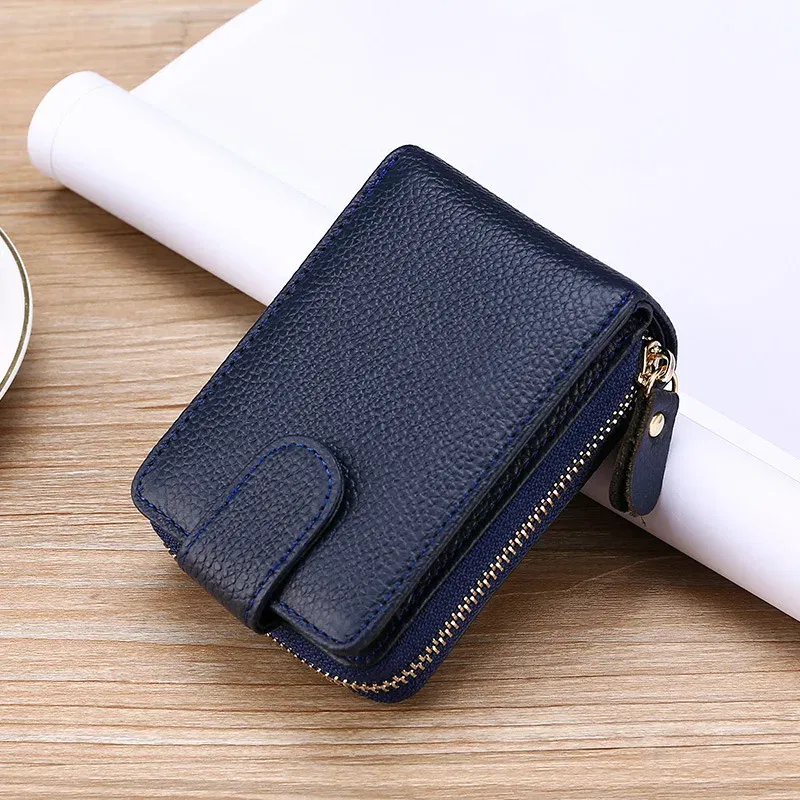 Color: Navy Blue, Ships From: CHINA - Genuine Leather Driver's License ID Card Holder Wallet Male and Female Credit Card Bag Large Capacity Card Case ID Bag