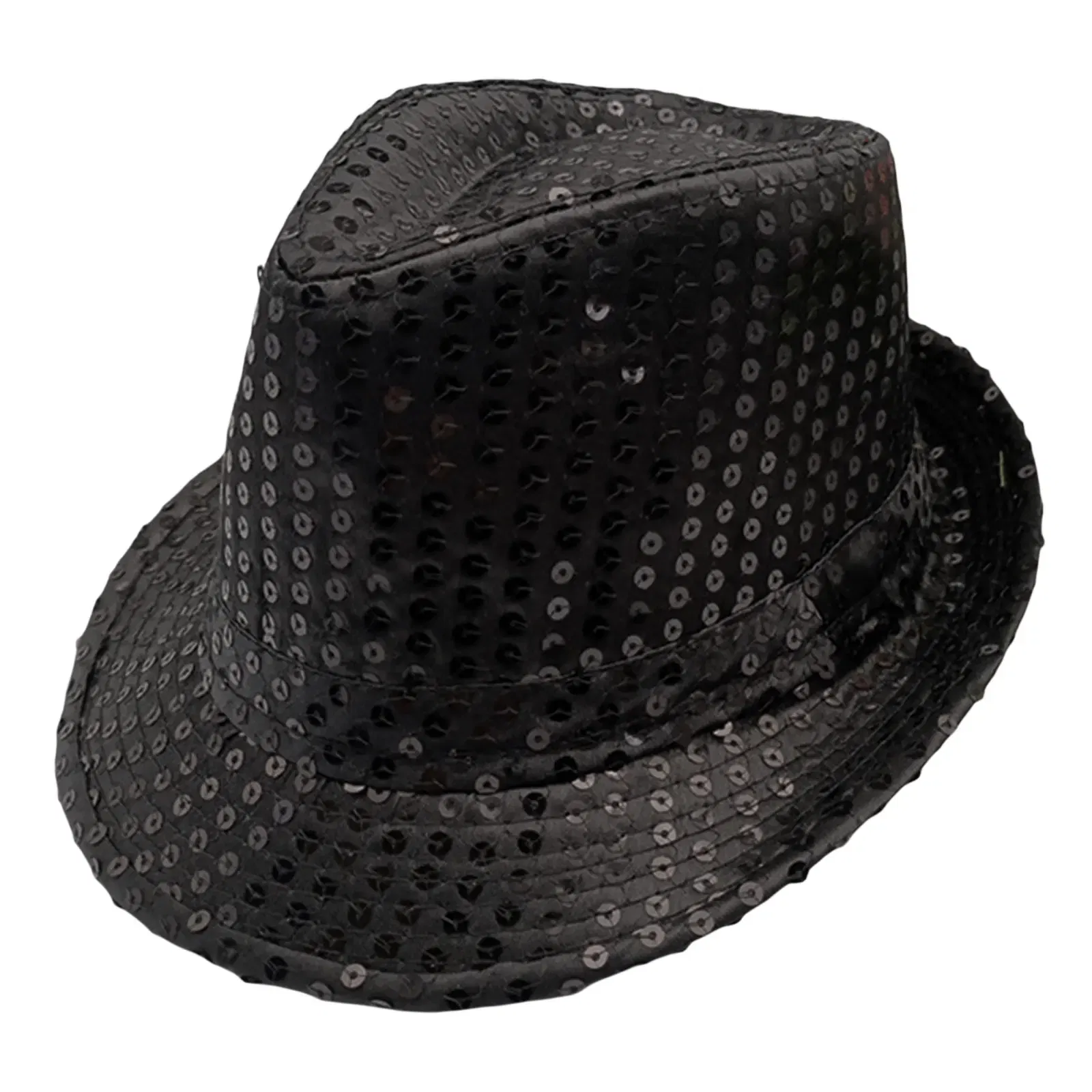 Color: black - 12 Colors Men's Women's Jazz Hat Sequins Retro Disco Funky Glitter Costume Unisex Novelty Christmas Party Prop Charming Hat