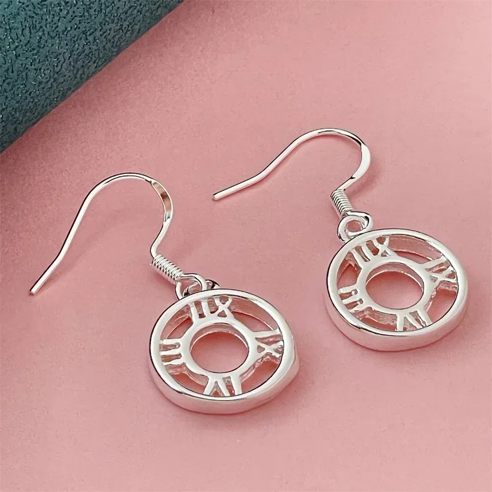 Gem Color: Dark Brown - 925 Silver Heart Shape Earrings Women Exquisite Student Jewelry Accessories
