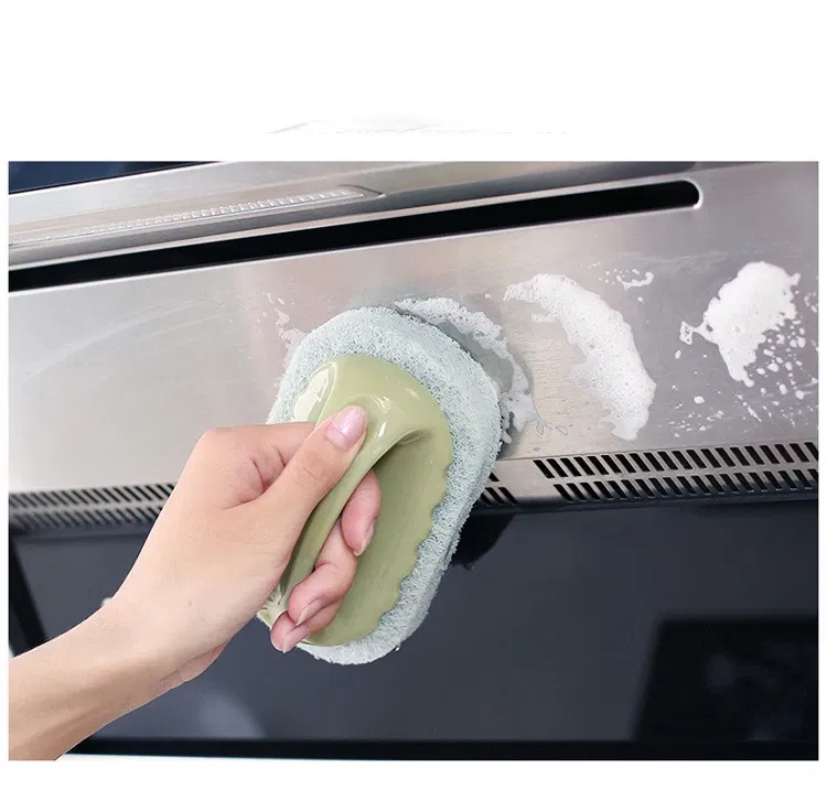 Color: Green - Sponge Brush Glass Wall Cleaning Tools Kitchen Cleaning Bathroom Toilet Gadget Handle Ceramic Window Slot Clean Brush