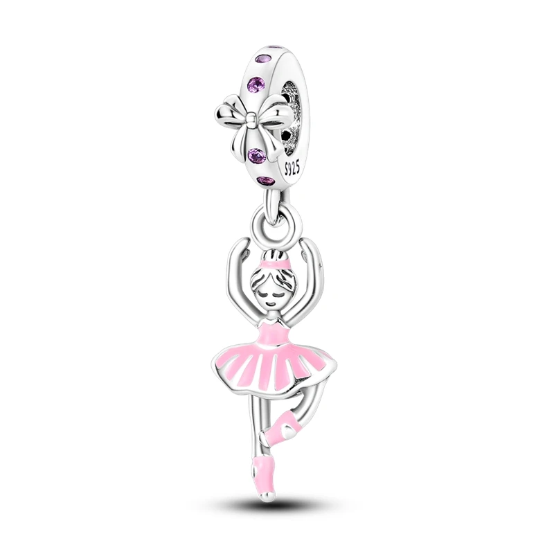 Color: PURPLE - Pink Series Charms 925 Silver Perfume Butterfly Charm Beads Pendent Dangle Fit Original Pandora Charm Bracelet DIY Women Jewelr