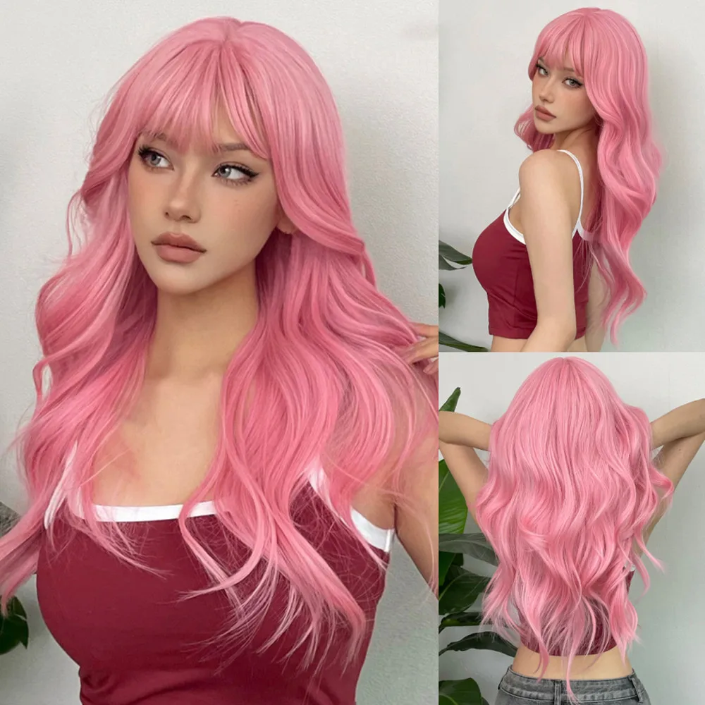 Color: FS1B/99J - Black synthetic wig with middle-parted long hair and big waves for party or daily use. High-temperature synthetic hair cap.