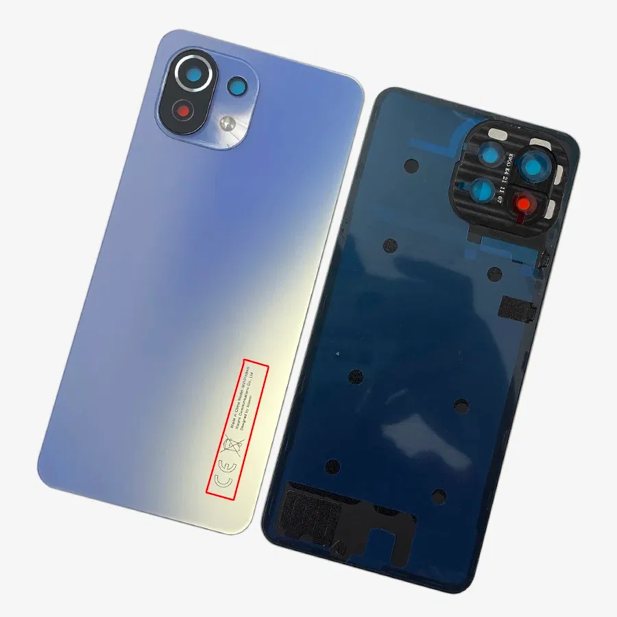 Color: Orange - A+++ Back Cover For Xiaomi Mi 11 Lite Glass Battery Cover Housing Door Cases Mi11 Youth NE 5G With Camera Lens Replacement