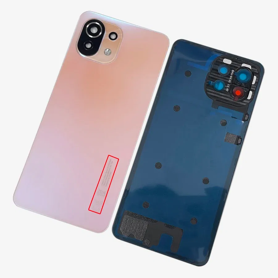 Color: Orange - A+++ Back Cover For Xiaomi Mi 11 Lite Glass Battery Cover Housing Door Cases Mi11 Youth NE 5G With Camera Lens Replacement