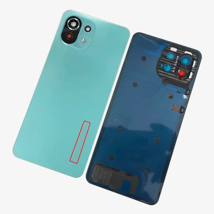Color: Orange - A+++ Back Cover For Xiaomi Mi 11 Lite Glass Battery Cover Housing Door Cases Mi11 Youth NE 5G With Camera Lens Replacement