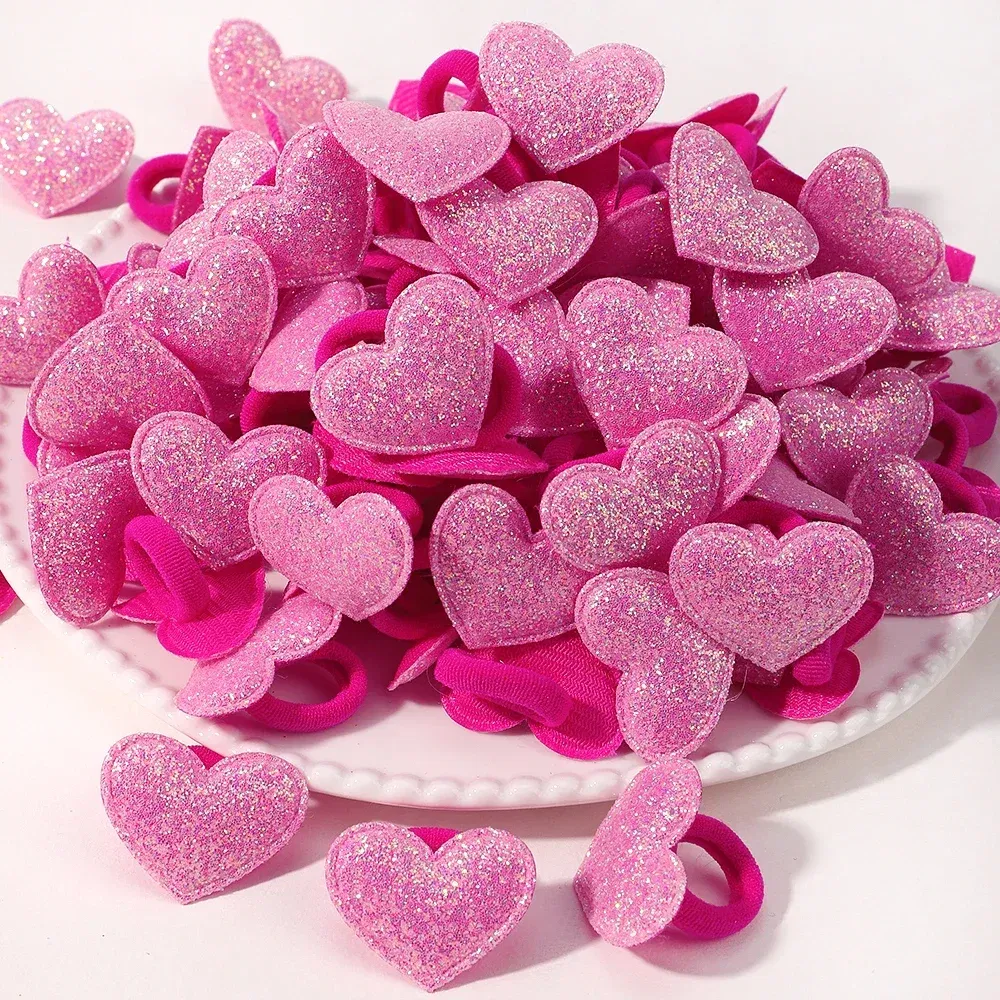 Color: Champagne - 10pcs Love Star Kids Hair Loop No Harm Hair Towel Loop Head Rope Cartoon Ponytail Holder Rubber Band Girls Hair Accessories