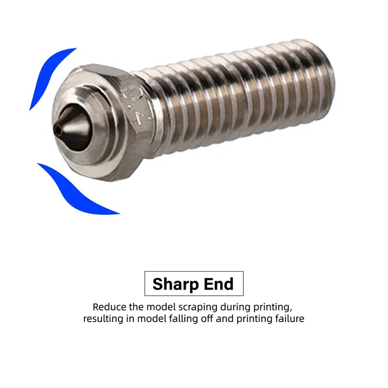 Size: 0.6mm - Mellow NF Volcano nozzle Bimetallic Copper&Hardened steel 3D printer parts DLC High Temperature Wear 3D Printer