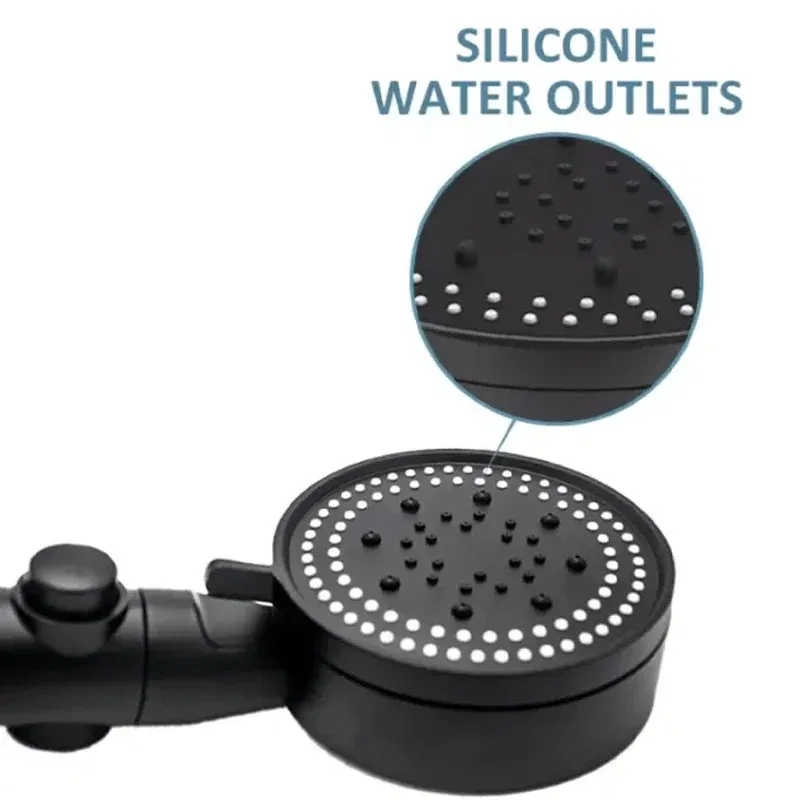 Color: Blue - High Pressure Shower Head 5 Modes Adjustable Showerheads with Hose Water Saving One-Key Stop Spray Nozzle Bathroom Accessories