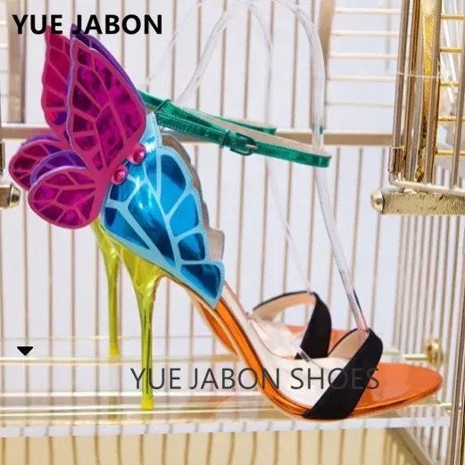 Color: Beige, Shoe Size: 9.5 - Women Summer Sandals Fashion Embroidered Satin Butterfly High Heeled Footwear Adjustable Ankle Strap Shoes Women high heels