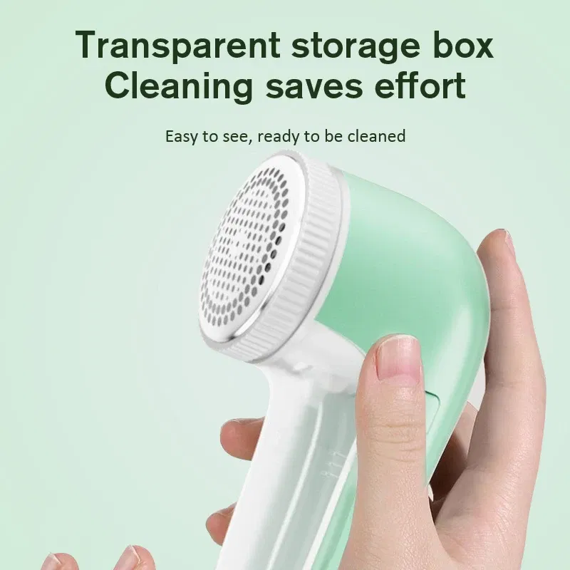 Color: Sky blue - Household Clothes Shaver Fabric Lint Remover Fuzz Electric Fluff Portable Brush Blade Professional Rechargeable Fur Ball Trimmer