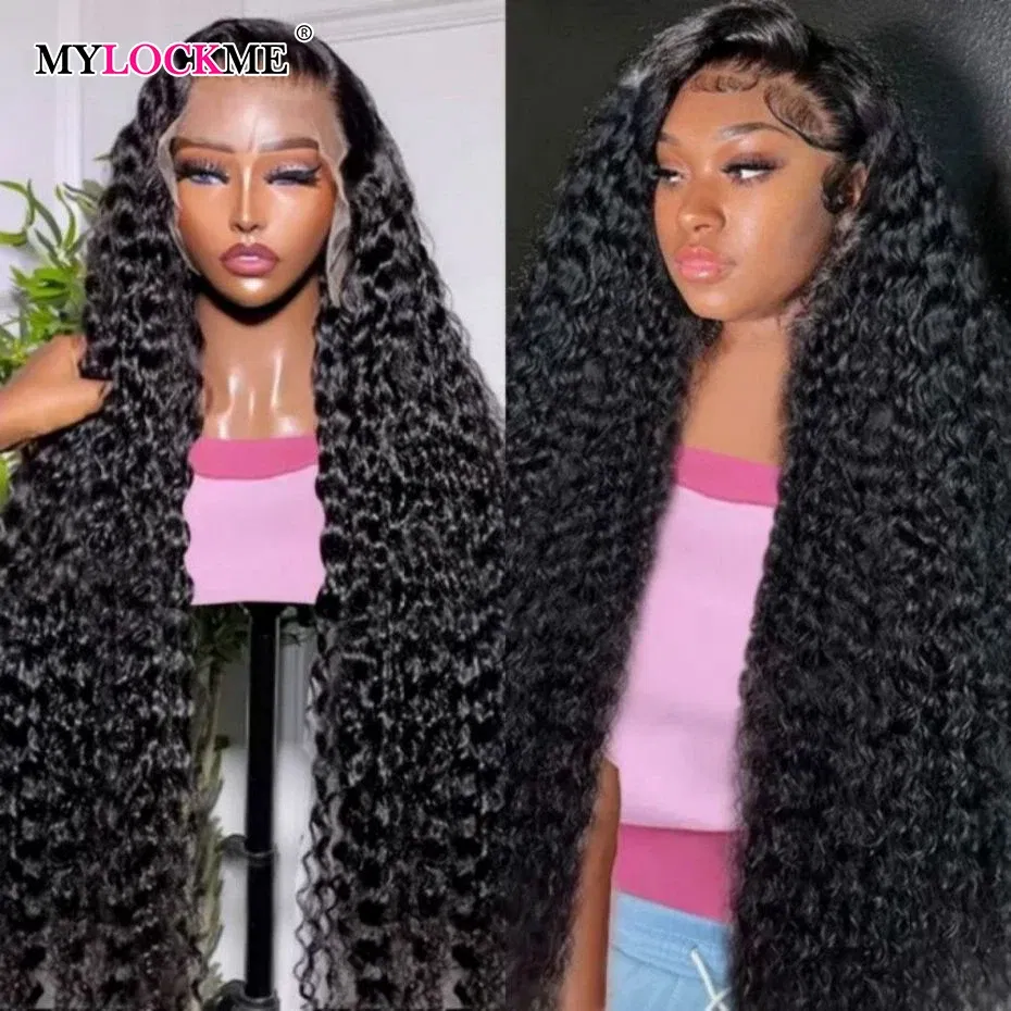 Color: #1B, Ships From: CHINA, Stretched Length: 26inches, Density: 150% - 13x4 13x6 Deep Wave HD Lace Front Wigs for Women Pre Plucked Brazilian 4x4 Lace Closure Human Hair Wig Curly Lace Frontal Wigs