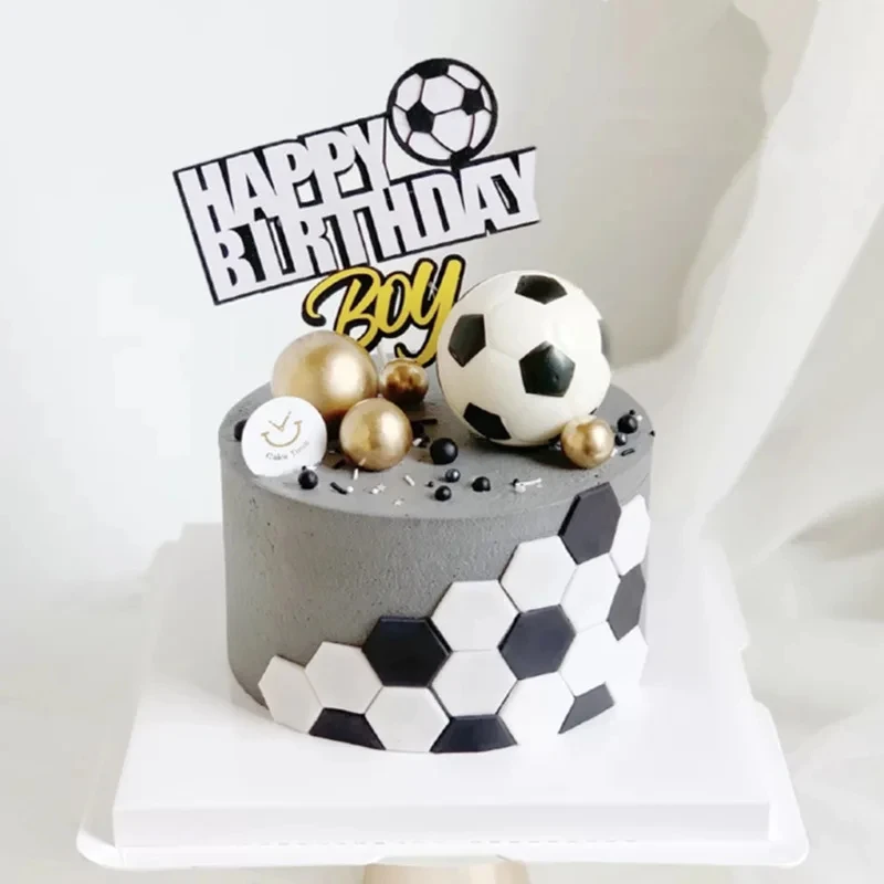 Color: plum - Soccer Cake Decorations Soccer Birthday Party Supplies Soccer Ball Cupcake Topper