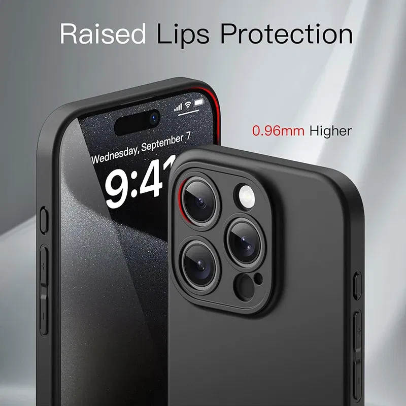 Color: black, Material: POLYESTER - Matte Silicone Soft Case For iPhone 16 15 14 Plus 13 Mini Pro Max SE 2022 2020 Solid Black Slim Cover Fundas