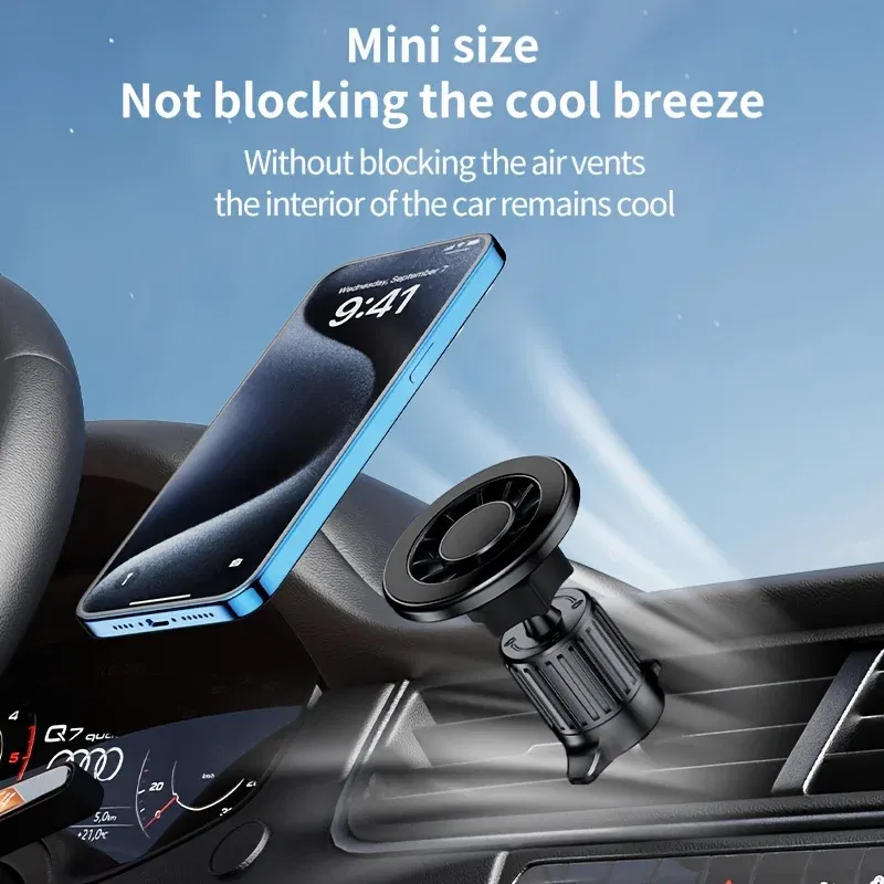 Color: WHITE - Universal Magnetic Car Mount for MagSafe Magnet Car Air Vent Cell Phone Clip GPS Stand for iPhone 15 14 13 Series Huawei Xiaomi