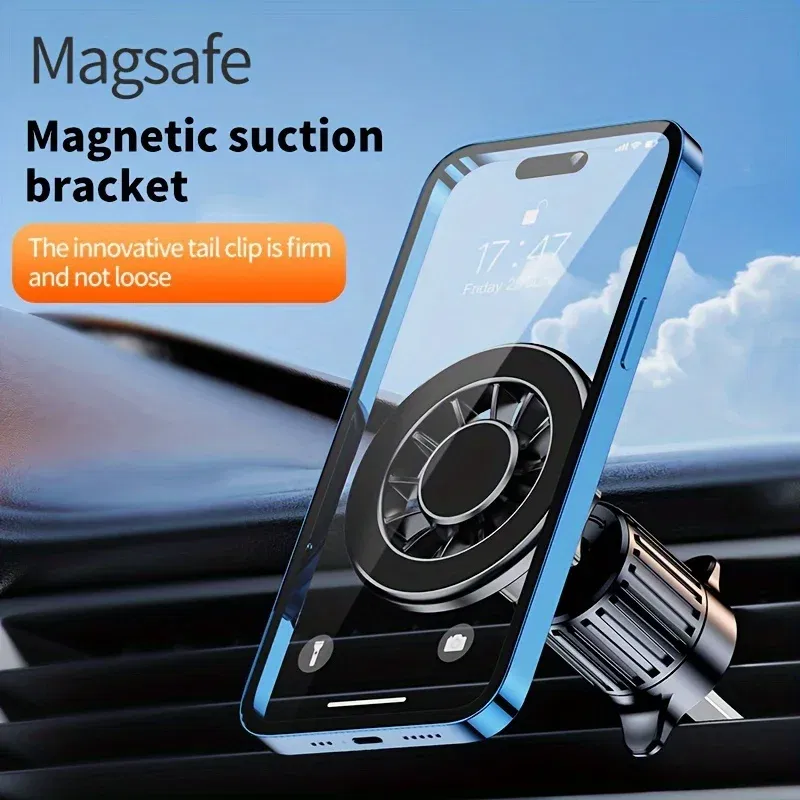 Color: WHITE - Universal Magnetic Car Mount for MagSafe Magnet Car Air Vent Cell Phone Clip GPS Stand for iPhone 15 14 13 Series Huawei Xiaomi