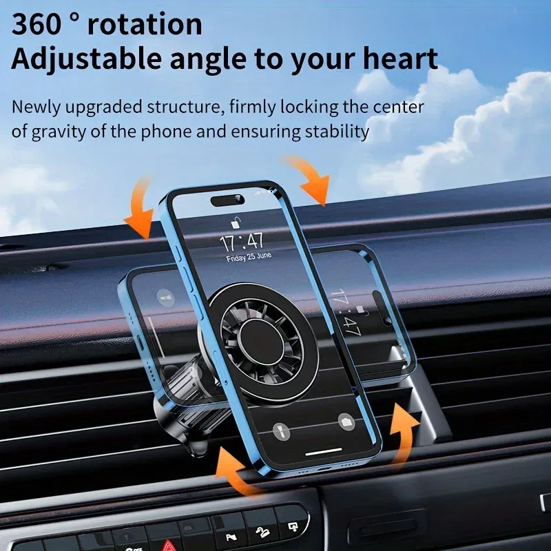 Color: WHITE - Universal Magnetic Car Mount for MagSafe Magnet Car Air Vent Cell Phone Clip GPS Stand for iPhone 15 14 13 Series Huawei Xiaomi