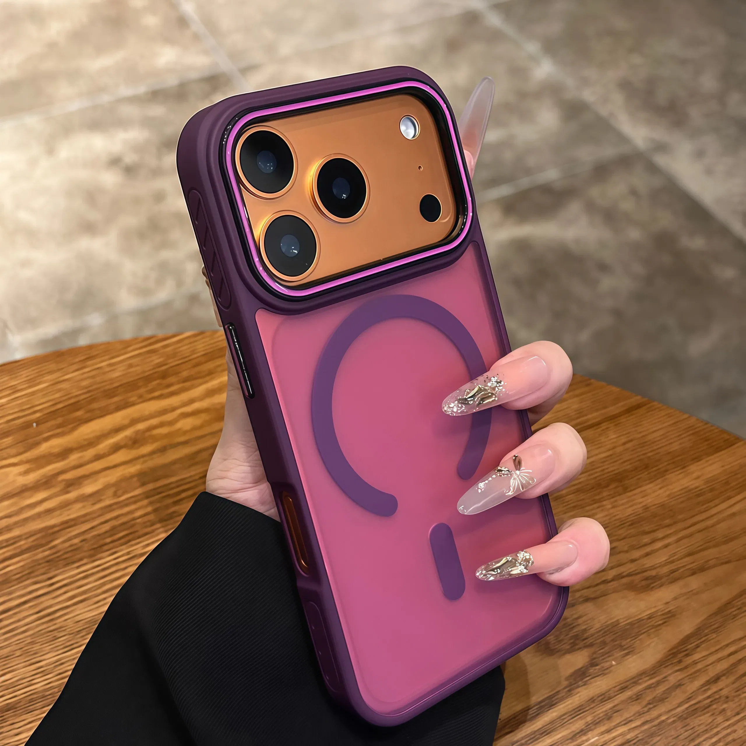 Color: Gold, Compatibility by Model: iPhone 15 Pro Max - Wireless Charging Matte Magnetic Case for iPhone 17 16 ProMax 15 14 Plus 13 12 11 17 Air Anti Fall Bumper Translucent TPU Cover