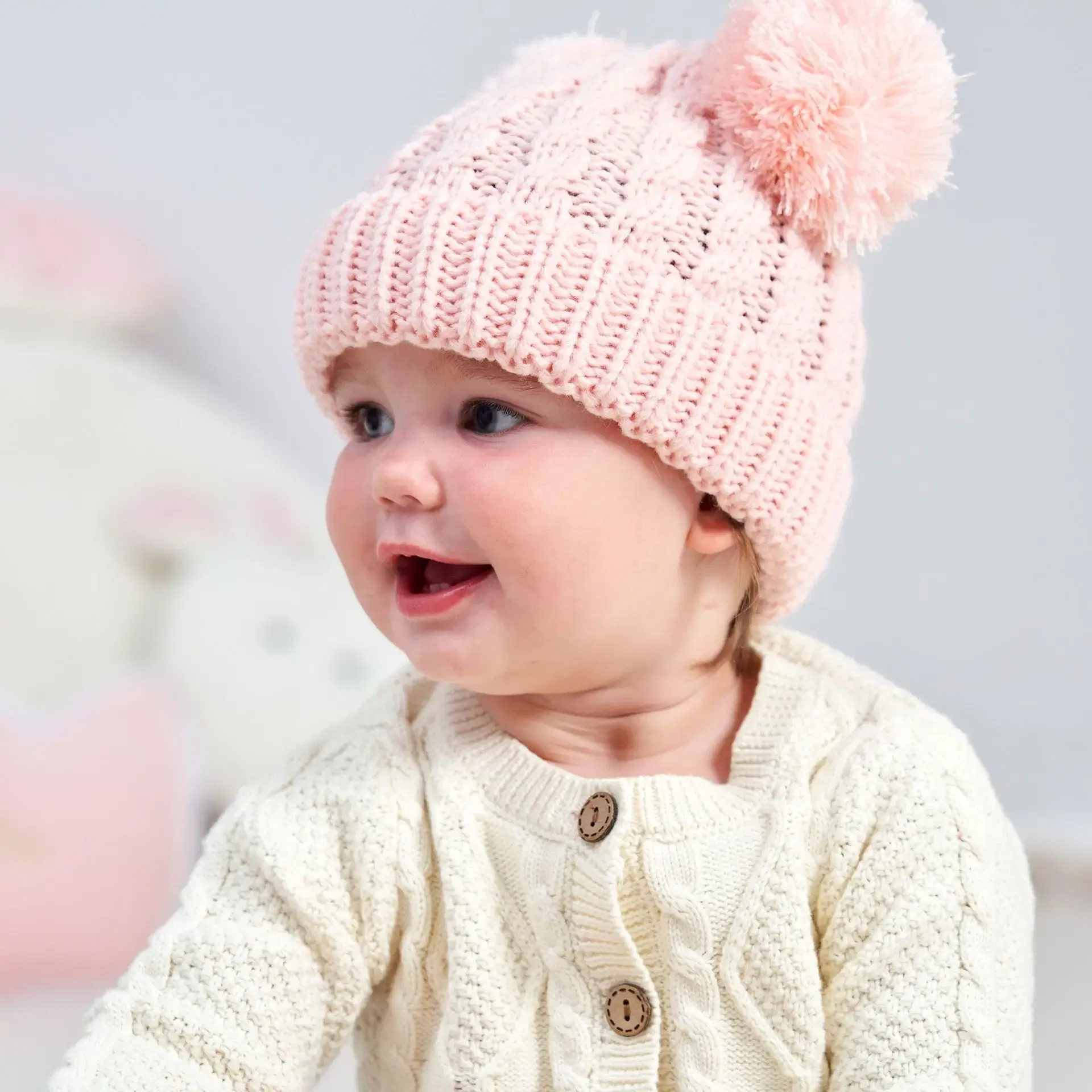 Color: Black - Autumn Winter Baby Hat for Girls Beanie Bonnet Kids Cute Pompoms Knit Hats Solid Newborn Accessories Warmer Stuff Toddler Cap