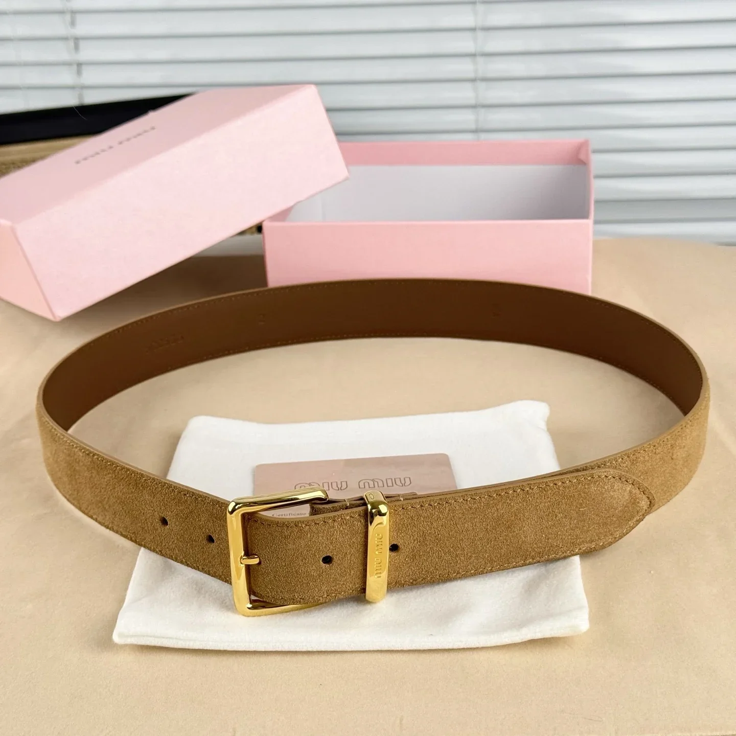 Color: Yellow, Belt Length: 110cm - High-end Gift Simple and Elegant Suede Handmade Belt Metal Buckle Fashion Belt MIU Series Trendy Women's Belt Suede Belt Luxury
