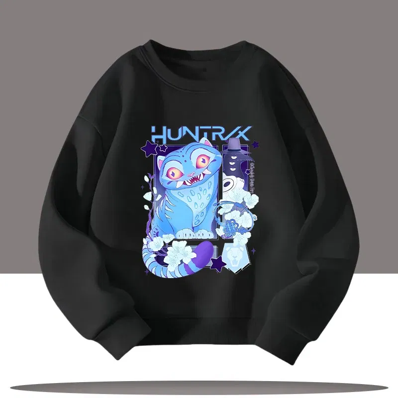 Color: SKY BLUE, Kid Size: 6 - K-pop Demon Hunters New Children's Round-neck Sports Shirt with Cartoon Print - 3-12 Years Old Cute Girl Casual Top