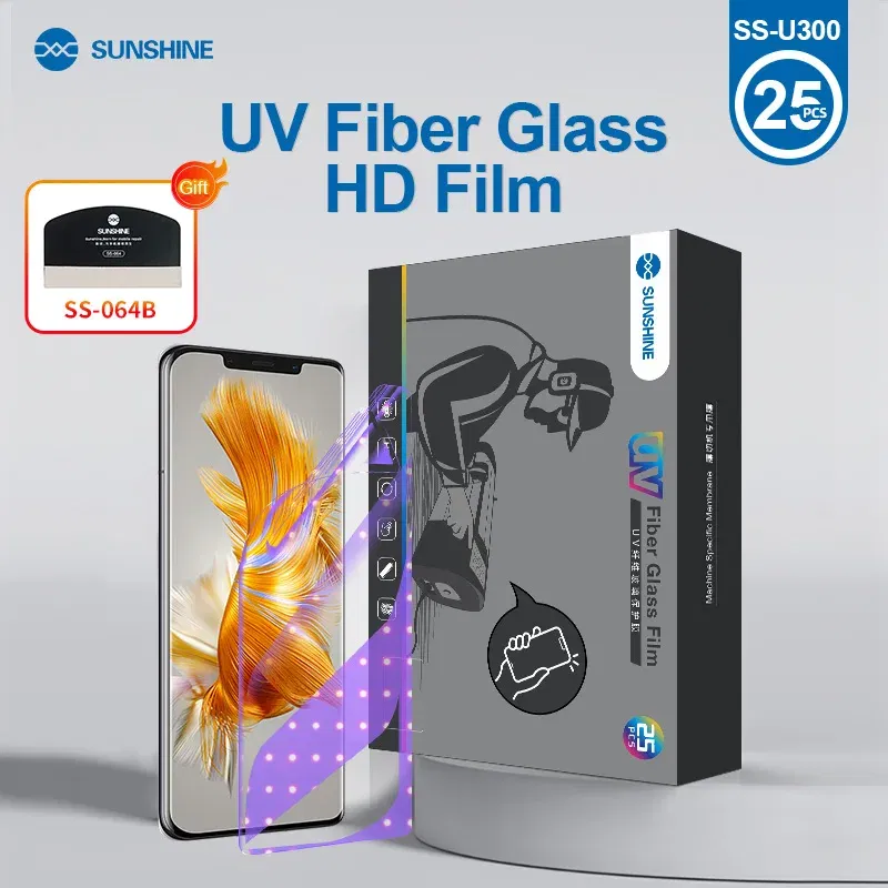 Color: Green, Purple, Number of Pieces: 32Pcs - SUNSHINE 25PCS SS-U200  SS-U300 UV Fiberglass Protective Film HD Fiber Glass Protective Film Diamond Level Explosion-proof