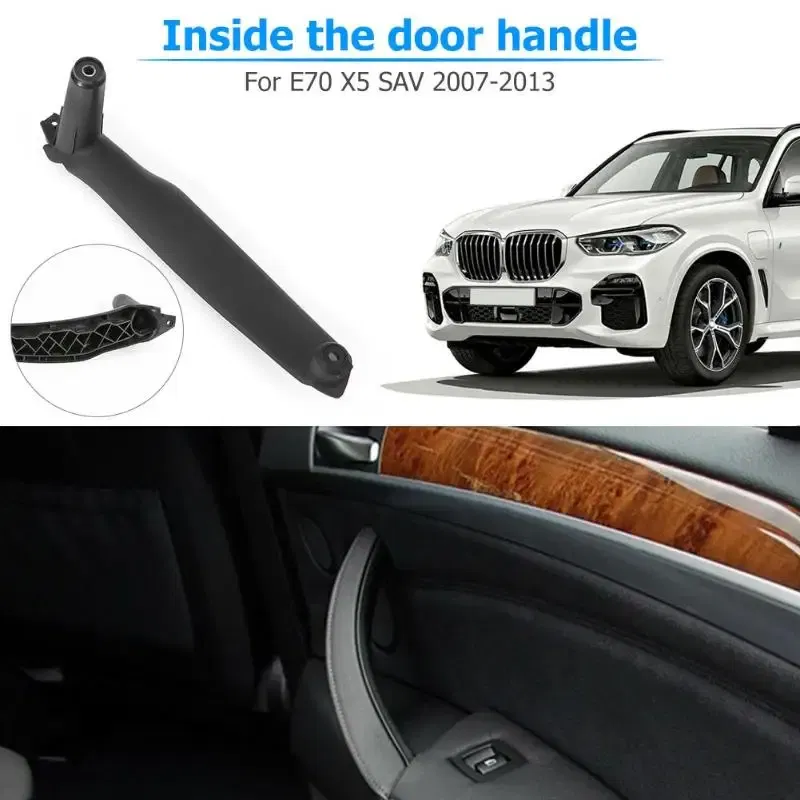 Color: Silver - Right rudder driving Inner Door Handle For BMW E70 E71 E72 X5 X6 Panel Pull Trim Cover 5141-6969 401 5141 6969 402 Black Beige